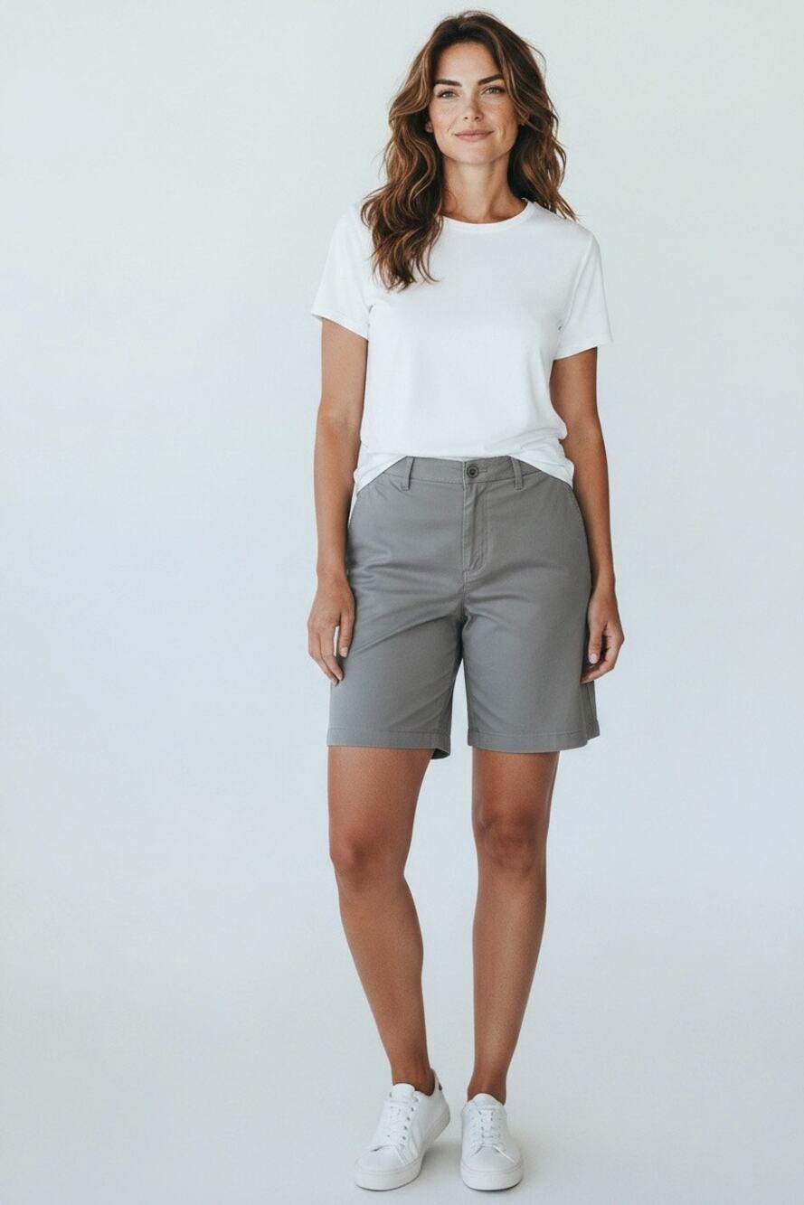 Lands End Womens Gray Chino Shorts Size 22W NWT Plus Size Classic Fit NEW  22